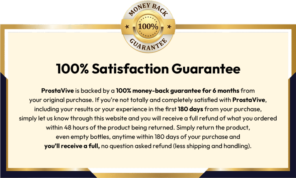 Prosta Vive Money Back Guarantee